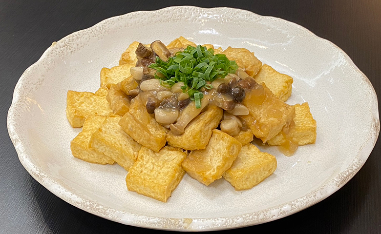 手作り厚揚げのきのこあんかけ