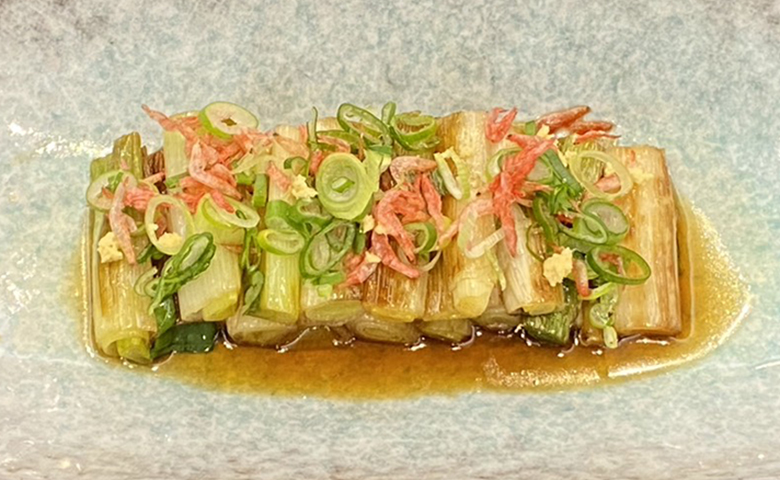 春の桜エビと生姜の焼き葱マリネ